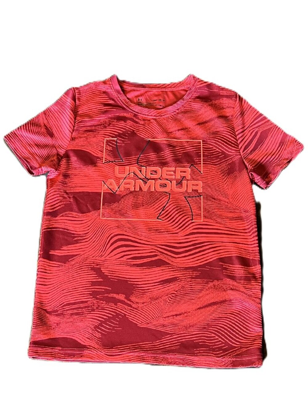 Kids Under Armour Red Patterned Loose Heatgear Polyester Jersey, Size YMD